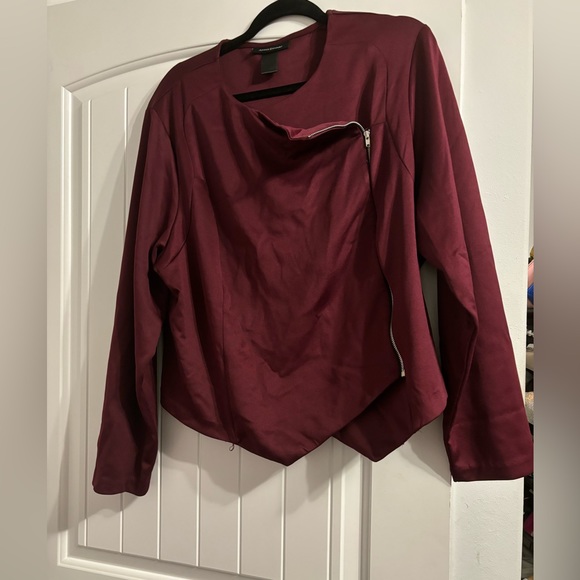 Ashley Stewart Jackets & Blazers - Burgundy Zip Blazer